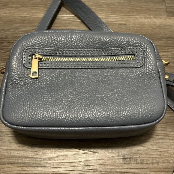 Viola Gigli Peri Blue Leather Crossbody Bag Handbag Made Italy 2 Straps Camera - Picture 5 of 11